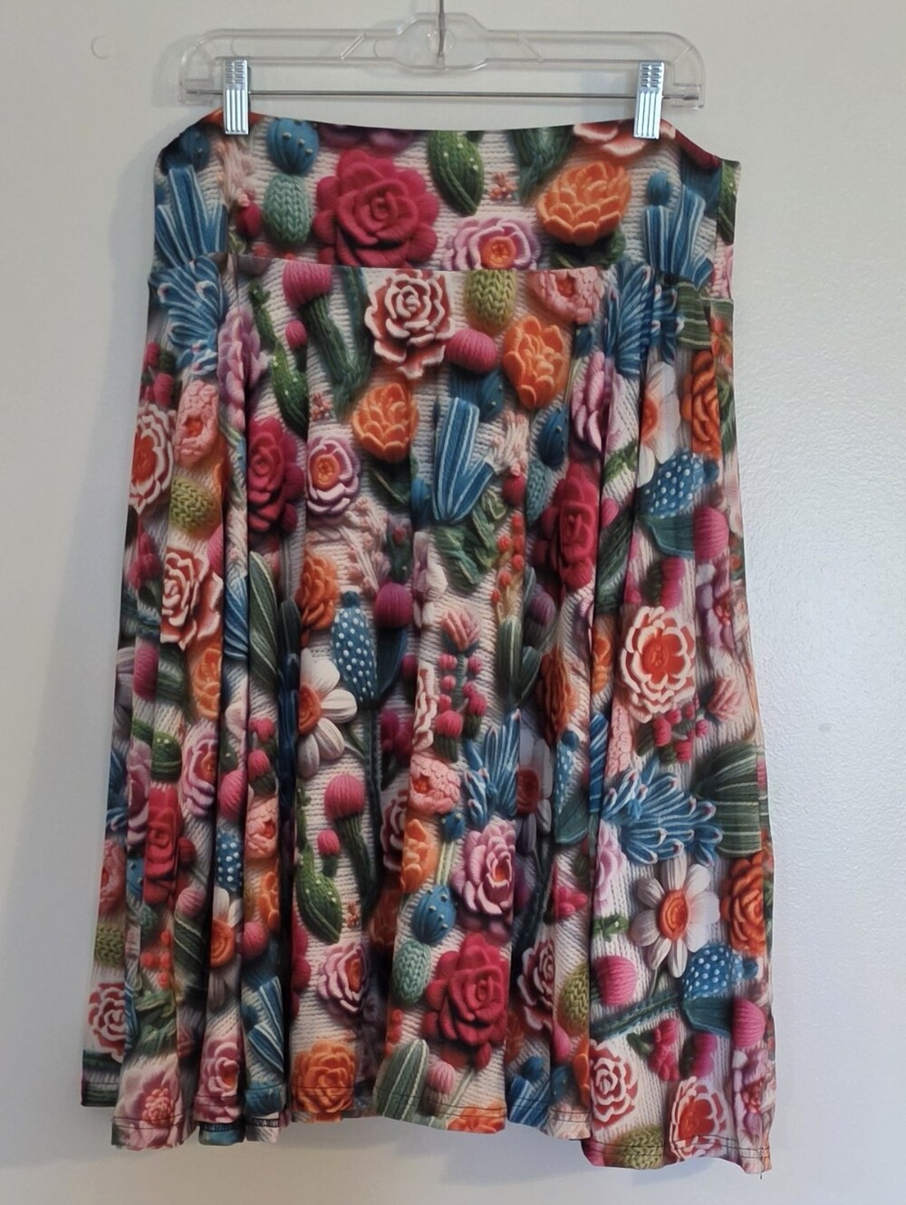 NIB 1X Floral Cactus Swing Skirt Embroidered-Look Sz TC 16 - 24 Flared w Pockets